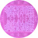 Round Machine Washable Oriental Purple Traditional Area Rugs, wshabs1740pur