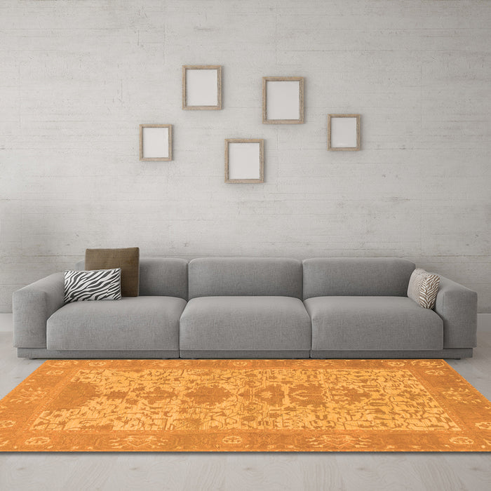 Machine Washable Oriental Orange Traditional Area Rugs in a Living Room, wshabs1740org