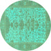 Round Oriental Turquoise Traditional Rug, abs1740turq