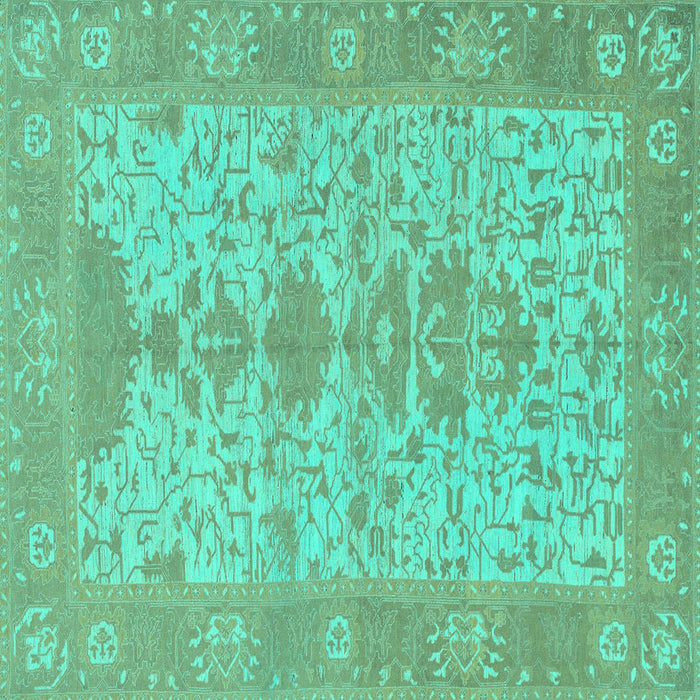 Square Machine Washable Oriental Turquoise Traditional Area Rugs, wshabs1740turq