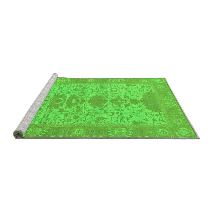 Sideview of Machine Washable Oriental Green Traditional Area Rugs, wshabs1740grn