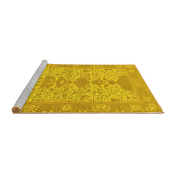 Sideview of Machine Washable Oriental Yellow Traditional Rug, wshabs1740yw