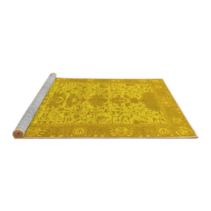 Sideview of Machine Washable Oriental Yellow Traditional Rug, wshabs1740yw