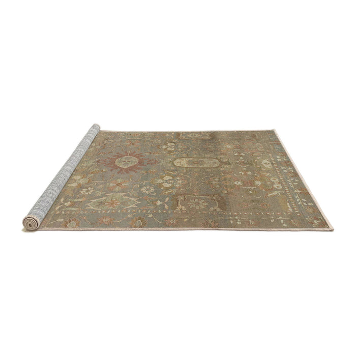 Sideview of Machine Washable Abstract Dark Almond Brown Rug, wshabs1741