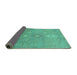 Sideview of Abstract Turquoise Modern Rug, abs1741turq