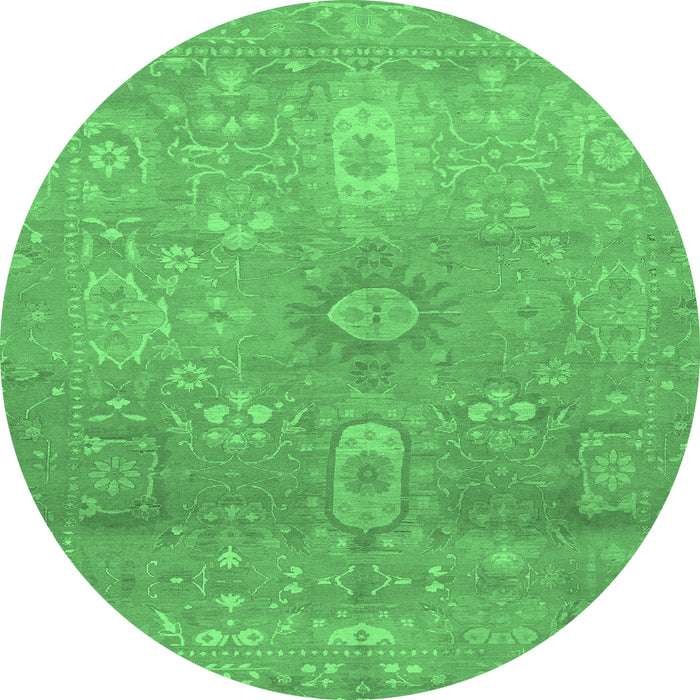 Round Abstract Emerald Green Modern Rug, abs1741emgrn