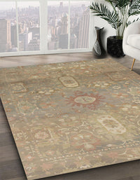 Abstract Dark Almond Brown Modern Rug, abs1741