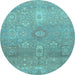 Round Abstract Light Blue Modern Rug, abs1741lblu