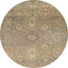 Round Abstract Dark Almond Brown Modern Rug, abs1741