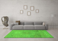 Machine Washable Abstract Green Modern Rug, wshabs1741grn