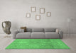 Machine Washable Abstract Emerald Green Modern Area Rugs in a Living Room,, wshabs1741emgrn