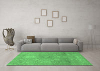 Machine Washable Abstract Emerald Green Modern Rug, wshabs1741emgrn