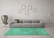 Machine Washable Abstract Turquoise Modern Area Rugs in a Living Room,, wshabs1741turq