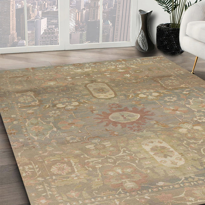 Abstract Dark Almond Brown Modern Rug in Family Room, abs1741