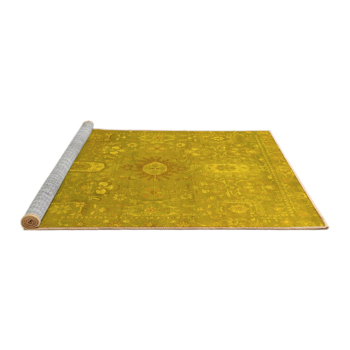 Sideview of Machine Washable Abstract Yellow Modern Rug, wshabs1741yw