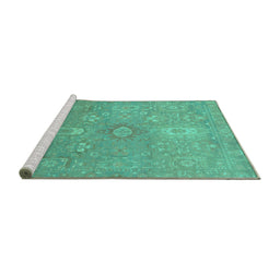 Sideview of Machine Washable Abstract Turquoise Modern Area Rugs, wshabs1741turq
