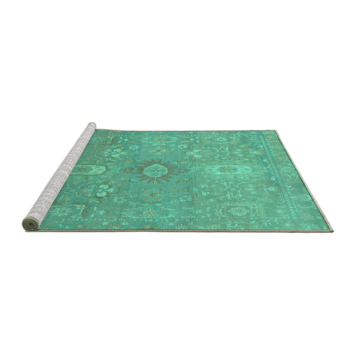 Sideview of Machine Washable Abstract Turquoise Modern Area Rugs, wshabs1741turq