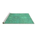 Sideview of Machine Washable Abstract Turquoise Modern Area Rugs, wshabs1741turq