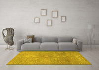 Machine Washable Abstract Yellow Modern Rug, wshabs1741yw