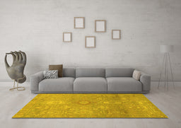 Machine Washable Abstract Yellow Modern Rug in a Living Room, wshabs1741yw