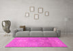 Machine Washable Abstract Pink Modern Rug in a Living Room, wshabs1741pnk