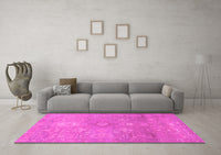 Machine Washable Abstract Pink Modern Rug, wshabs1741pnk