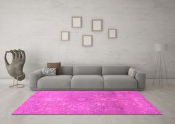 Machine Washable Abstract Pink Modern Rug in a Living Room, wshabs1741pnk