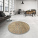 Round Machine Washable Abstract Dark Almond Brown Rug in a Office, wshabs1741