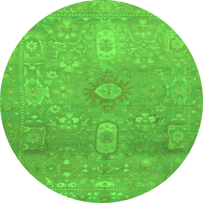 Round Abstract Green Modern Rug, abs1741grn