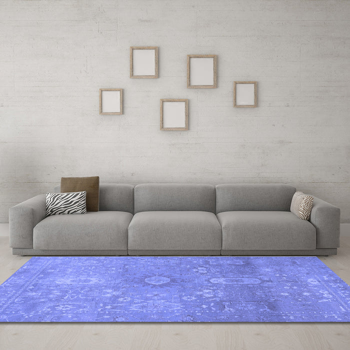 Machine Washable Abstract Blue Modern Rug in a Living Room, wshabs1741blu