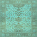 Square Machine Washable Oriental Light Blue Traditional Rug, wshabs1742lblu