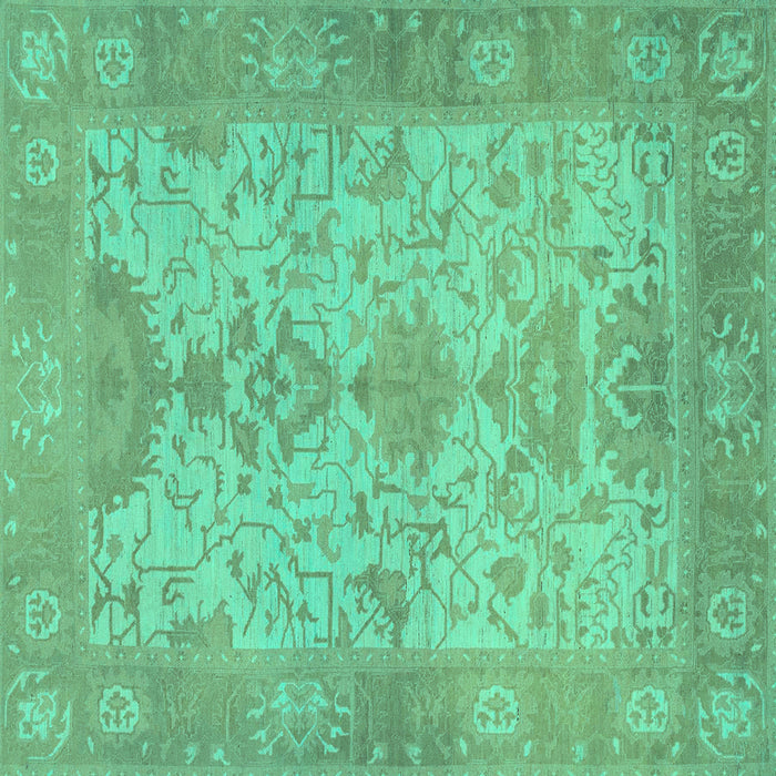 Square Oriental Turquoise Traditional Rug, abs1742turq