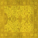 Square Machine Washable Oriental Yellow Traditional Rug, wshabs1742yw