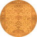 Round Oriental Orange Traditional Rug, abs1742org