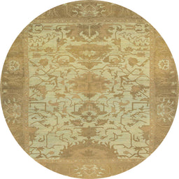 Round Machine Washable Abstract Cinnamon Brown Rug, wshabs1742