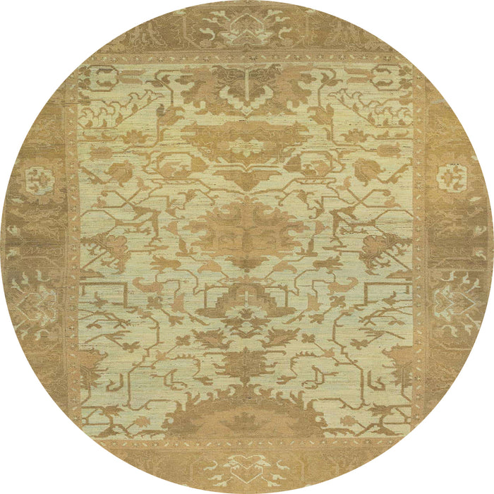 Round Machine Washable Abstract Cinnamon Brown Rug, wshabs1742