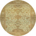 Round Machine Washable Abstract Cinnamon Brown Rug, wshabs1742