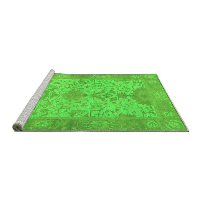 Sideview of Machine Washable Oriental Green Traditional Area Rugs, wshabs1742grn