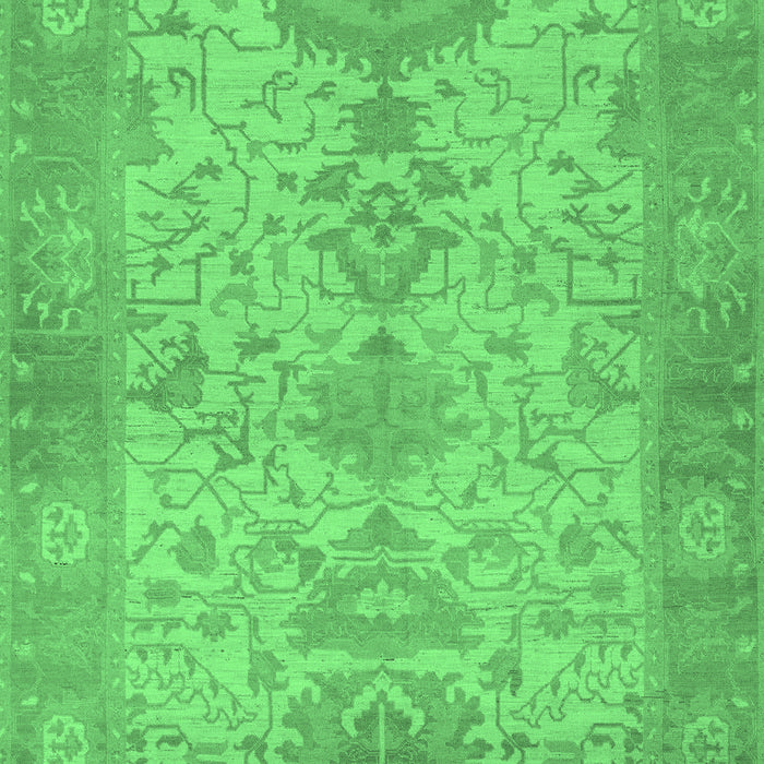 Machine Washable Oriental Emerald Green Traditional Area Rugs, wshabs1742emgrn