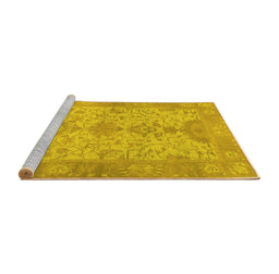 Sideview of Machine Washable Oriental Yellow Traditional Rug, wshabs1742yw