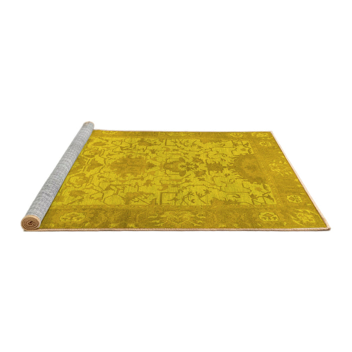 Sideview of Machine Washable Oriental Yellow Traditional Rug, wshabs1742yw
