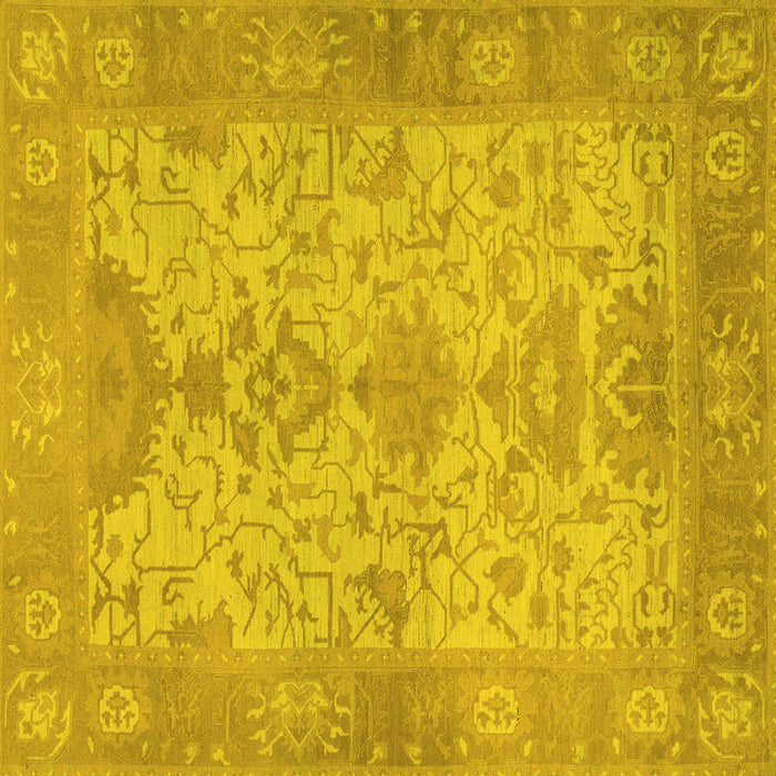 Square Oriental Yellow Traditional Rug, abs1742yw