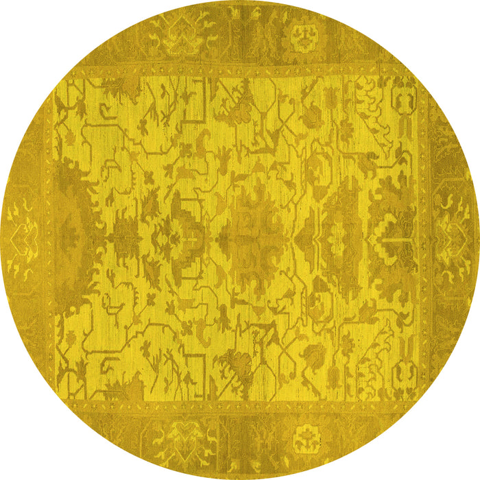 Round Oriental Yellow Traditional Rug, abs1742yw