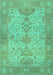 Machine Washable Oriental Turquoise Traditional Area Rugs, wshabs1742turq