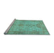 Sideview of Machine Washable Oriental Light Blue Traditional Rug, wshabs1742lblu