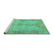 Sideview of Machine Washable Oriental Turquoise Traditional Area Rugs, wshabs1742turq