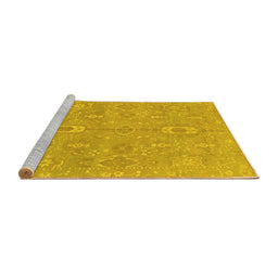 Sideview of Machine Washable Abstract Yellow Modern Rug, wshabs1743yw