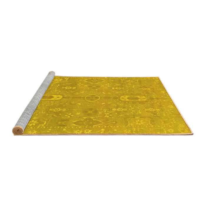 Sideview of Machine Washable Abstract Yellow Modern Rug, wshabs1743yw