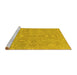 Sideview of Machine Washable Abstract Yellow Modern Rug, wshabs1743yw