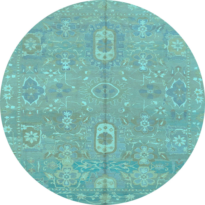 Round Abstract Light Blue Modern Rug, abs1743lblu
